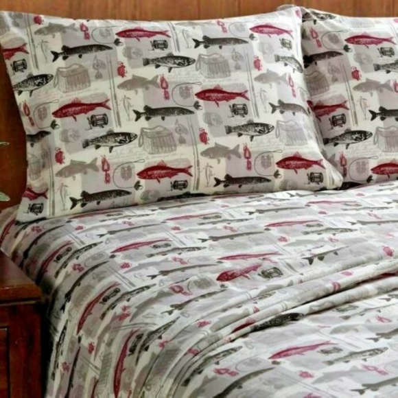 Remington | Bedding | Remington Sheet Set Trout Fishing Rods Lures King ...